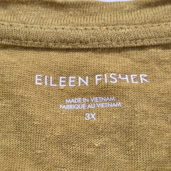 Eileen Fisher Top Womens 3X Yellow Mustard Tunic SS Round Neck Office Lagenlook - Picture 3 of 12